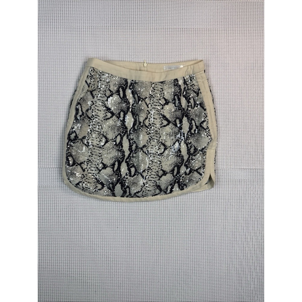 See U Soon Sequin Mini Skirt Beige Black Snake Pattern Size XS US 2 Party
